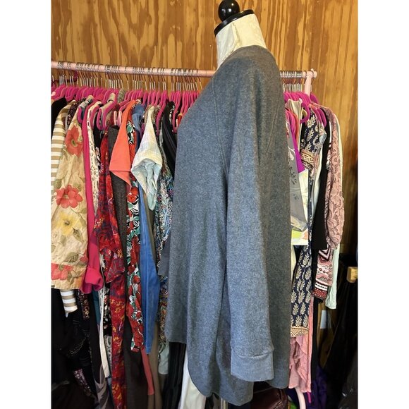 Aerie Just Add Leggings Long Sleeve V-Neck Soft Sweater Tunic Heathered Gray S - Picture 4 of 8